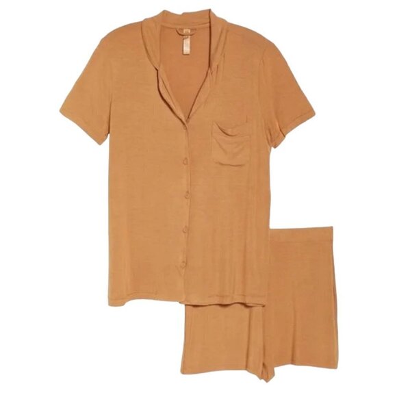 Skims 4XL Soft Lounge Short Sleep Pajama Set Camel MSRP $116 NWT - Picture 1 of 5